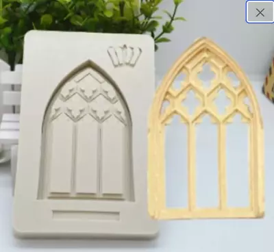 Vintage Church Window Stained Glass Silicone Mold Food Safe Fondant Clay Resin • $15.99