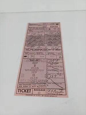 1965 RARE VINTAGE TRAIN TICKET BURLINGTON ROUTE RAILROAD Chicago Los Angeles • $15.11