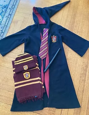 Harry Potter Gryffindor Robe Scarf Hat Wand Kids Size Medium Costume Complete • $25