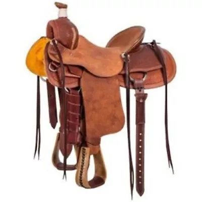 Western Leather Hand Carved Ranch Roper Horse Saddle Free Ship 10 To 18 Inch • $395.60