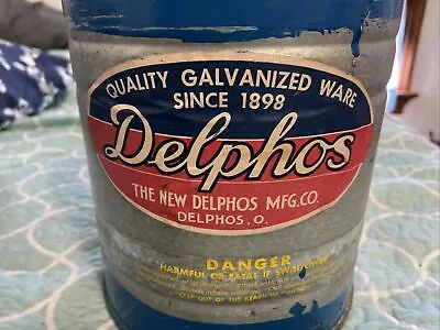 Vintage DELPHOS MFG CO. DELPHOS OH. GALVANIZED Can/Oil Can With Wood Handle • $35