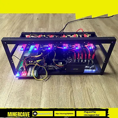 Mining Rig Kit (Plug+Play) 6 GPU Slots Open Case PSU CPU SSD Win 10 NO GPUs • $895