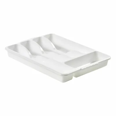 £5.29 • Buy Whitefurze 35cm Cutlery Tray White Home Drawer Insert Divider 5 Section Storage