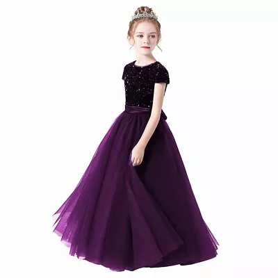 Girls Sequins Tulle Puffy Skirt Prom Dress Junior Girl Formal Princess Ball Gown • $34.88