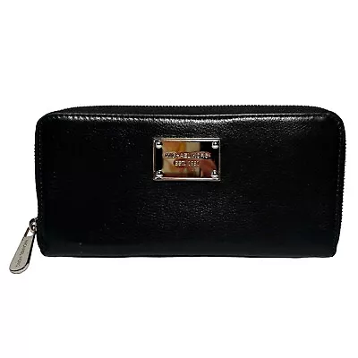 Michael Kors Jet Set Travel Continental Wallet Wristlet Black Pebbled Leather • $9.99