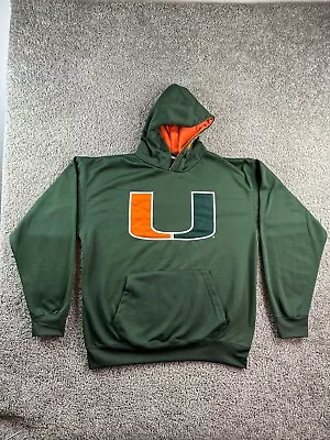 Miami Hurricanes Hoodie Mens Extra Large Green Sweatshirt Pullover OVD FLAW • $15.39