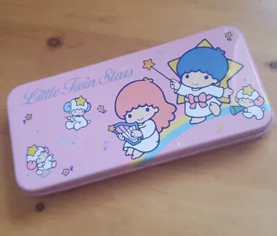 Vintage 1986 Little Twin Stars Sanrio Japan Metal Tin Pencil Case Box Kiki Lala • $109.74