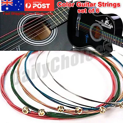 $5.45 • Buy 6pcs Guitar String Set Of Rainbow Color Strings Acoustic Electric Player Gift WO