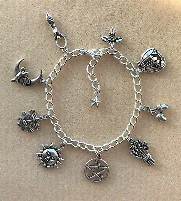 Pentagram 8 Sabbats Wheel Of The Year Wiccan Charm Bracelet - Goddess Pagan • £7.50