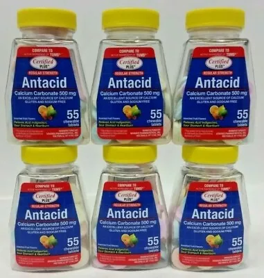 ( Lot 6 ) Bottles Chewable Antacid W/ Calcium 55 Ct. Each Bottle SEALED • $19.99