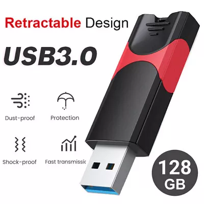 128 GB USB 3.0 Flash Drive High Speed Retractable USB Memory Stick Thumb Drive • $8.99