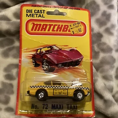 1980 Matchbox Lesney No 72 Maxi Taxi ON CARD 1/64 Scale • $14.97