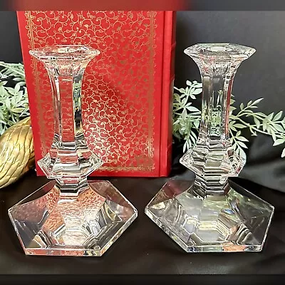 $124 • Buy Candlesticks Val St. Lambert Elysee 6  Candle Holders Belgium - Pair