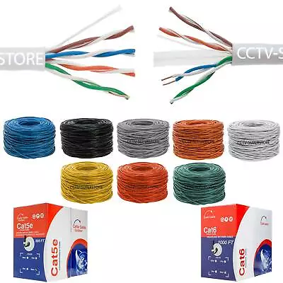 CAT5E CAT6 Cable 500FT 1000FT UTP Solid Network Ethernet CAT5 Bulk Wire RJ45 Lan • $54.95