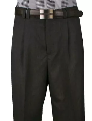 Men's Wide Leg Pants One Pleated 100% Wool Color Gray Art.666115 • $59