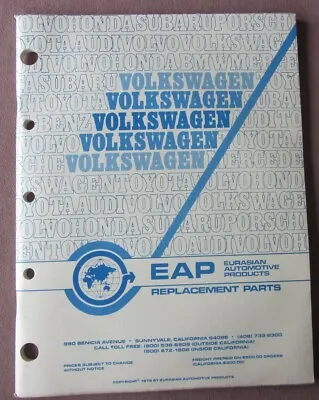 1959 Up To 1979 EAP Eurasian Auto Products Replacement Parts Catalog VOLKSWAGEN • $7.88