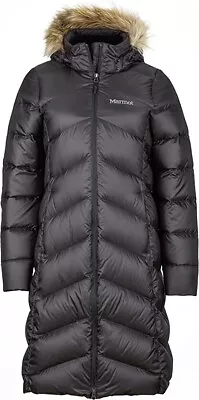 New NWT Marmot Montreaux Black Faux-Fur Lined Hood Midlength Down Coat Jacket • $206.79
