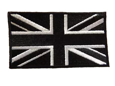 Black Union Jack British Patriotic Flag Army Forces Iron Sew On Jeans Clothes Uk • £2.95