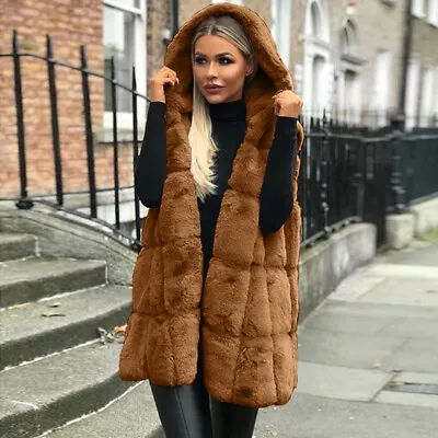 £15.49 • Buy Women's Warm Jacket Sleeveless Coat Ladies Hooded Faux Fur Vest Waistcoat Winter
