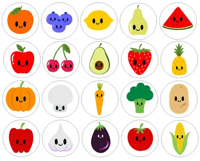 Cute Kawaii Assorted Fruit And Vegetable Stickers - Fun Reward Healthy Eating • £3.15