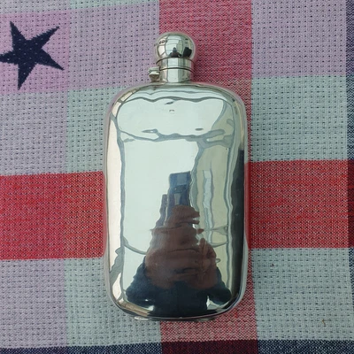 £400 • Buy  Solid Silver Curved Hip Flask Sheffield 1911