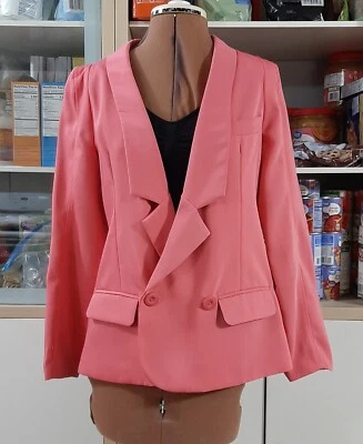 $30 • Buy Size M Womens Zara Woman Dusty Rose Pink Suit Jacket Double Breasted Blazer NWT