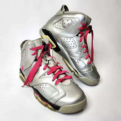 Nike Air Jordan 6 Valentines Day Silver Pink Black 543390-009 Sz 6.5 Youth • $45