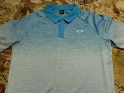 Used Oakley Blue Short Sleeve Golf Polo Shirt XL Measures Large • $13