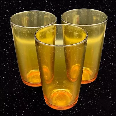 Vereco France Amber Tumblers Juice Glass Cups Set Of 3 Vintage 4.5”T 3”W • $25.20