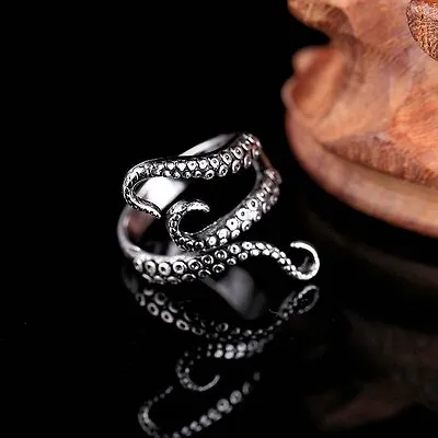 Ladies Men Open Ring Adjustable Jewelry Punk Octopus Tentacle Party Gift • £2.99