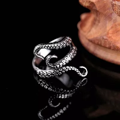 Men Ladies Open Ring Adjustable Jewelry Punk Octopus Tentacle Party Gift Hot • £4.79