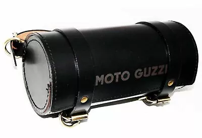 MOTO GUZZI Engraved Tool Roll Bag Genuine Black Leather Made ECs • $58.95