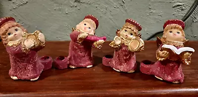 Set Of 4 Holiday Christmas Angel Choral Mini Tapered Candle Holder Decor • $19