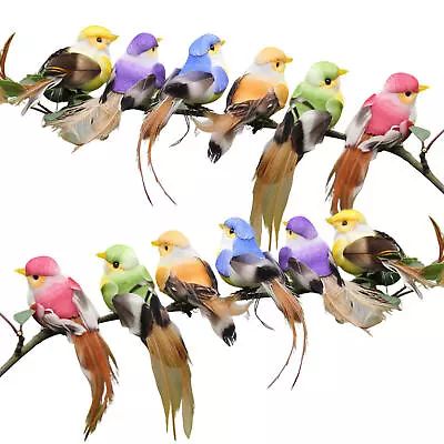 Artificial Bird 12PCS Mini Simulation Feather Birds Fake Birds For Garden Decor • $11.83