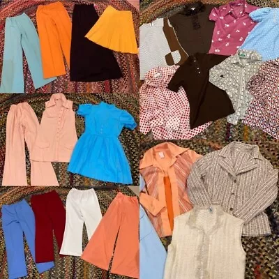 LOT Of 22 Vintage Polyester 1970s Clothing Dress Pants Tops Set Blazer Disco • $118