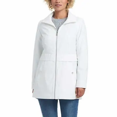 Vince Camuto Womens Rain Jacket White Hood Water Wind Resistant Pockets • $54.99