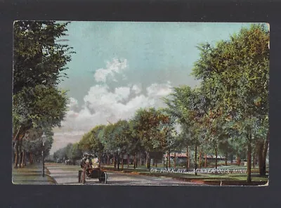 C.1909 On Park Ave Avenue Minneapolis MN Minnesota Old Car Street View Postcard • $1.99