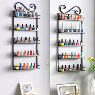 5-Tier Nail Polish Rack Large Display Storage Organizer Wall-mounted Black US • $21.99