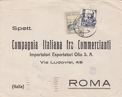 SPAIN WAR 1937 Cover St.+ Cinderella From MALAGA  CENSURA MILITAR  To ITALY • $3