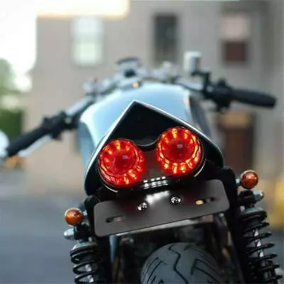 LED Round Motorcycle Twin Dual Tail Turn Signal Rear Brake License Plate Light • $22.48