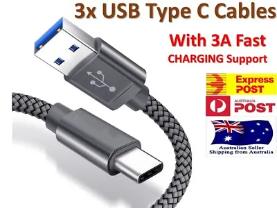 3x Fast Charger USB C Type-C Data Cable For Samsung S9 S10 S20 Ultra Plus Note • $9.82