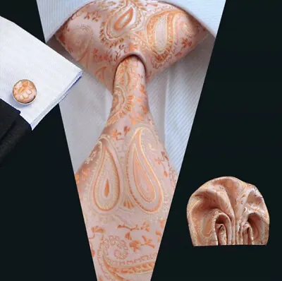 ITALIAN DESIGNER Paisley SILK TIE POCKET SQUARE CUFFLINK SET • £11.49