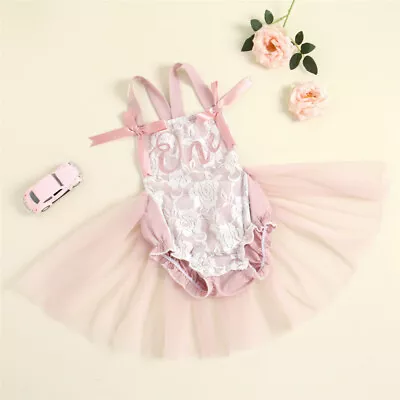 Baby Girl 1st Birthday Outfit Lace Dusky Pink Romper Photoshoot Cakesmash • $39.99