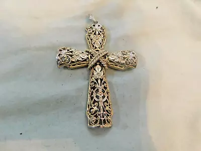 VTG Gold Tone Fancy Cross Pendant • $5