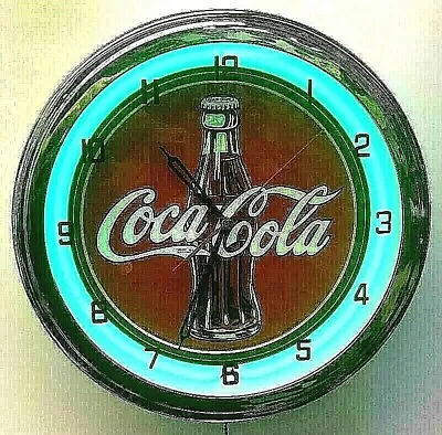 16  Drink Coca-Cola 30s Bottle Logo Coke Sign Green Neon Clock • $205.49
