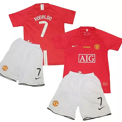 Cristiano Ronaldo #7 Manchester United 2007/2008 Retro Home YOUTH Kit Jersey Red • $38.49