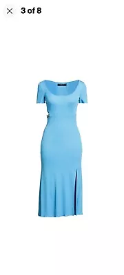 $2200  VERSACE A-Line Midi Dress IT44 US8 UK12 L Blue Logo Made In Italy • $275