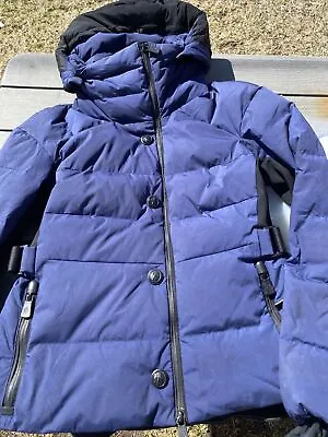MONCLER Womens Grenoble Giubbotto Guyane Blue PUFFER Down Ski Jacket 5 L-XL • $625