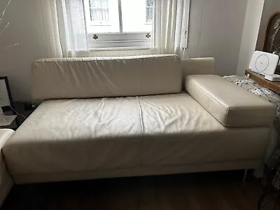 Habitat Vintage Cream Leather Sofa • £95