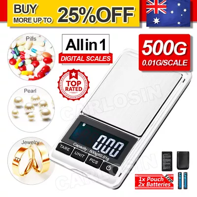 NEW 500g 0.01 DIGITAL POCKET SCALES JEWELLERY ELECTRONIC Milligram Micro Mg • $11.95